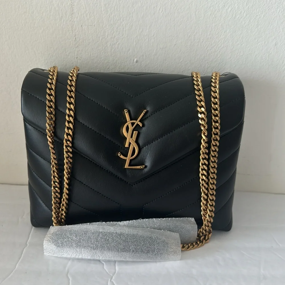 YSL Saint Laurent Small Loulou Chain Leather Shoulder Bag Black - Picture 6 of 14
